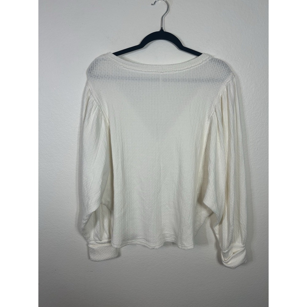 Free People Quinn Knit Top Ivory Women XL Cotton Blend Comfort Beach Summer - Picture 7 of 8